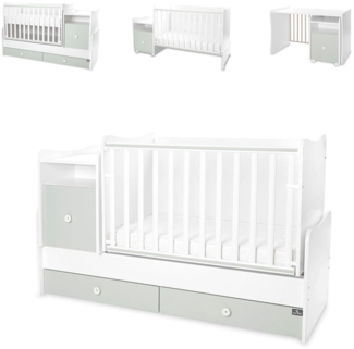 Lorelli Babybett Trend Plus 70x160cm Schreibtisch Kinderbett Schubladen Kommode grün