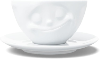 Schmunzel Kaffee Tasse glücklich in weiß 200ml