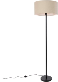 Qazqa Stehlampe Simplo stof, ohne Leuchtmittel, E27, Schwarz, Design, Stahl, 1-flammig