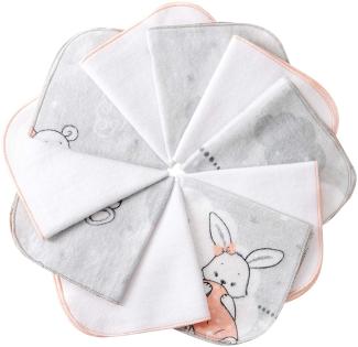 mimaDu Moltontücher Baby Waschlappen Babywaschlappen Kinder Waschlappen Kinder Set Waschtücher Baby Waschlappen Kinderwaschlappen Baumwolltücher Baby Oeko-TEX 10er Set - 25x25 cm - pink Weiss grau