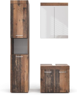 Badmöbel-Set Luna Oldstyle 3 Teile, mit Hochschrank Vicco