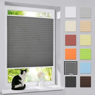 Plissee ohne Bohren Klemmfix Faltrollo Jalousie Anthrazit 70x120cm (BxH), Plisseerollo Sichtschutz und Sonnenschutz Blickdicht Easyfix lichtdurchlässig Rollo für Fenster & Tür