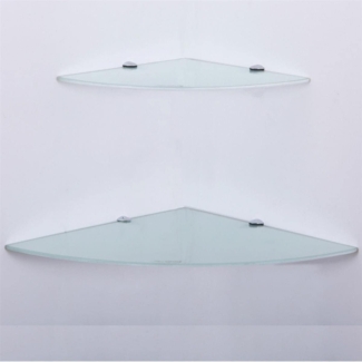 HOOZ Wandregal Eckregal aus Sicherheitsglas mit Halterung - Weiß 45 x 45 x 0,6 cm, 1-tlg, mit geschliffenen Kanten