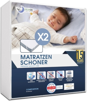 Dreamzie Matratzenschoner 60x120 cm Wasserdicht (2er-Set) Oeko-TEX Zertifiziert - Atmungsaktive Matratzenauflage