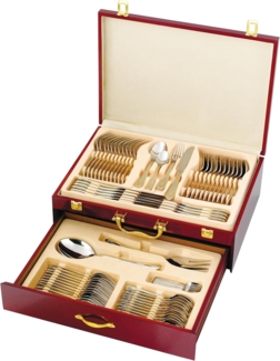 Belle Arti Besteck-Set Besteckkasten Holz Besteckset 75 tlg 12 Personen Edelstahl Besteck Set