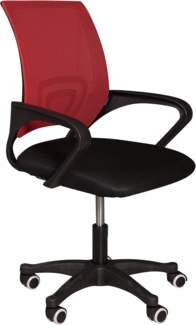 Dmora Bürostuhl auf Rädern, Liftstuhl mit Armlehnen, Stuhl aus gepolstertem Stoff mit Netzrückenlehne, cm 62x50h84 / 93, Farbe Schwarz und Rot