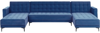 U-förmiges Modul Schlafsofa ABERDEEN Samtstoff Blau 5-Sitzer universal