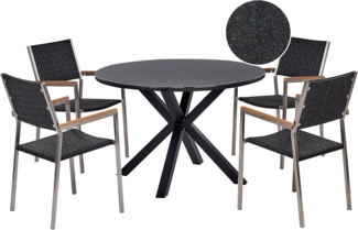 Gartenmöbel Set 4-Sitzer MALETTO GROSSETO Polyrattan Schwarz