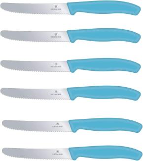 Victorinox | Tafelmesser Set | Swiss Classic | Karibikblau | 6er Pack | hochwertiger Schliff | ergonomischer Griff | spülmaschinengeeignet | ideal für jeden Esstisch