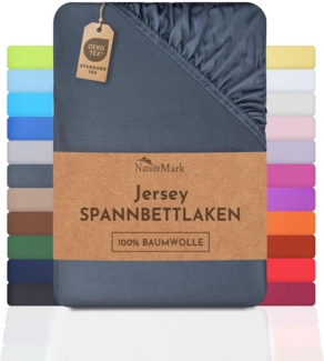 NatureMark Jersey Spannbettlaken, Spannbetttuch 100% Baumwolle in vielen Größen und Farben MARKENQUALITÄT ÖKOTEX Standard 100 | 200x220 cm +40 Steg - anthrazit grau