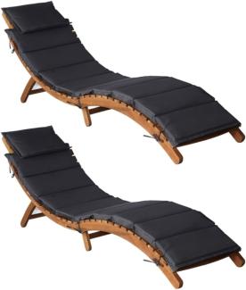 vidaXL Sonnenliegen mit Auflagen 2 Stk. Dunkelgrau Massivholz Akazie 3155472