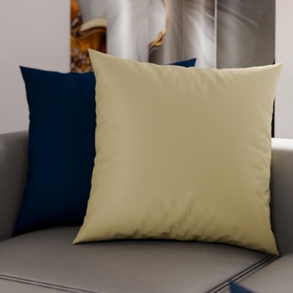 PETTI Artigiani Italiani - 1 Paar Kissenbezüge 65x65 cm aus Mikrofaser, Dekokissen für Schlafzimmer, Sofa, Set mit 2 Kissenbezügen, doppelseitiger Kissenbezug Blau Taupe