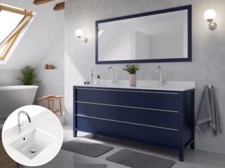 Landhaus Badmöbel-Set 2tlg Alfios 180 Quarz weiß montiert blau lackiert : Blau lackiert / Quarz weiss