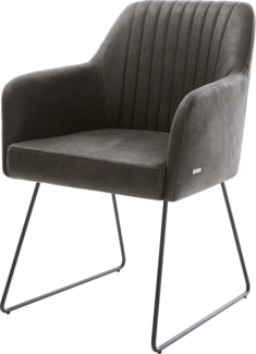 Esszimmerstuhl Greg-Flex Mikrofaser Anthrazit Vintage Kufengestell Schwarz Taschenfederkern