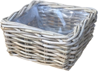 Van der Leeden Pflanzkübel Robuster Korb für Heim & Garten Rattan Grau 30x30x15 cm (1 St)