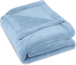 CelinaTex Flauschige Kuscheldecke 150 x 200 cm hell blau Decke Sofa warm Wohndecke weich Mikrofaser Fleece Oeko-TEX Montreal