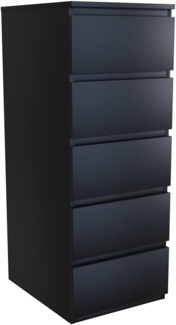 CDF Kommode Schwarz Hoch Schubladenschrank mit 5 Schubladen Schmal Komode 40B x 45T x 111H Wohnzimmer Schlafzimmer Flur Schrank Sideboard Highboard viel Stauraum Sideboard Malm Kommode Modern