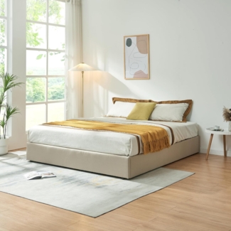 Polsterbett Nola 180x200 cm Leinen Beige [en. casa]