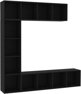 vidaXL 3-tlg. Bücher-/TV-Schrank Set Schwarz 180x30x180 cm 278789