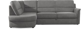 Cavadore Ecksofa Paris mit Federkern / Kleines L-Sofa mit Vorziehsitz, Bettkasten und Ottomane / 243 x 87 x 155 / Grau