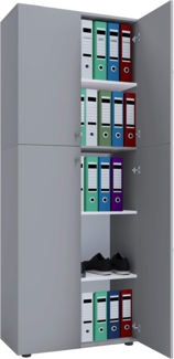 VCM Büroschrank Lona 914117 Grau B. 70 x H. 184 x T. 40 cm
