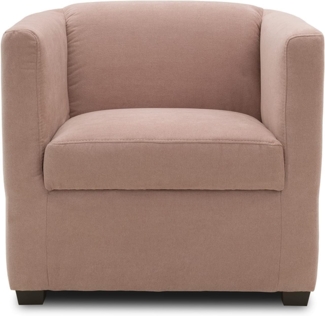 DOMO. collection Bob Sessel, retro Sessel mit Armlehnen und Federkern, 73 x 75 x 69 cm, kleiner Polstersessel Cocktail Loungesessel in Mikrofaser rosa