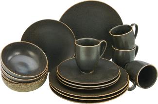 CreaTable 22407 Kombiservice Rusty für 4 Personen, Porzellan, braun (1 Set, 16-teilig)