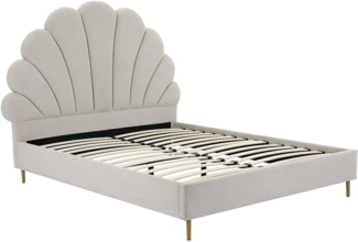 Vente-unique - Bett mit Kopfteil in Muschelform - 160 x 200 cm - Stoff - Beige - LIVAYA
