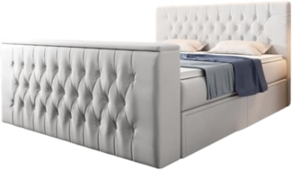 Boxspringbett Vulnero mit TV Lift und Stauraum (2 Schubladen) 180x200 Weiß H4 (100kg+)