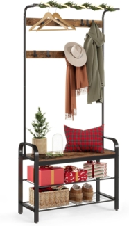 Vasagle Kompaktgarderobe, Spanplatte / Stahl vintagebraun-schwarz, 84 x 33,7 x 183 cm