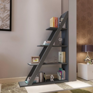 Hanah Home Modern Anthracite Bookshelf, 100 cm x 150 cm x 29.5 cm | 100% Melamine Coated Particle Board, 18 mm Thick | Wall-Mountable, Scandinavian Design, Stylish Storage Solution
