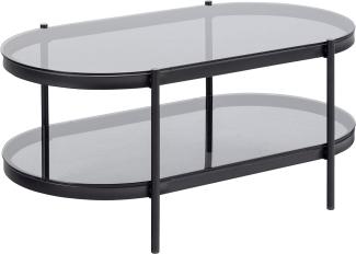 AC Design Furniture Bertha Ovaler Couchtisch mit 1 Ablage, Sofatisch mit Rauchglas und Metallgestell, Wohnzimmertisch mit Stauraum, Modernes Design, Wohnzimmermöbel, B: 95 x H: 42x50 cm