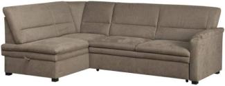 CAVADORE Ecksofa Pisoo / Kleine Eckcouch mit Federkern / Ottomane links / 245 x 89 x 161 / Mikrofaser hellgrau