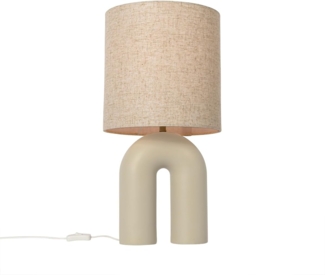 Qazqa Tischleuchte Lotti, ohne Leuchtmittel, E27, Beige, Design, Kunststoff, 1-flammig