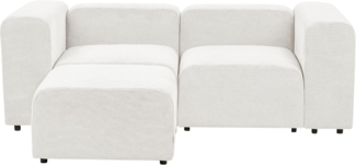 2-Sitzer Sofa Cord cremeweiß mit Ottomane FALSTERBO