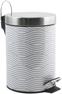 MSV Kosmetikeimer "Wave Grau" Mülleimer Treteimer Abfalleimer - 3 Liter – mit herausnehmbaren Inneneimer