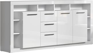 trendteam smart living - Sideboard Schrank Wohnzimmerschrank groß - Wohnen - Rock - Aufbaumaß (BxHxT) 200 x 90 x 40 cm - Farbe Weiß Hochglanz - 182687801