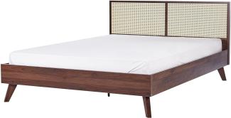 Bett dunkler Holzfarbton Lattenrost 180x200 cm MONPAZIER
