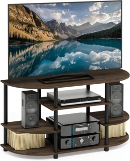 Furinno JAYA TV-Ständer mit einfachem Design und verschiedenen Ablageflächen, holz, Columbia Walnut/Schwarz, 39. 5x106. 78x57. 79 cm