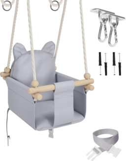 MAMOI® Babyschaukel Kinderschaukel | Babyschaukel Indoor Schaukel Indoor | Baby Schaukel Babyschaukel Holz | Schaukel Indoor Kinder | Schaukel Holz + SICHERHEITSGURT | CE | 100% ECO | Made in EU