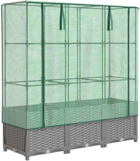 vidaXL Hochbeet mit Gewächshaus-Aufsatz Rattan-Optik 120x40x138 cm 4015857