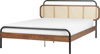 Bett mit Lattenrost BOUSSICOURT 180 x 200 cm Rattan Dunkler Holzfarbton