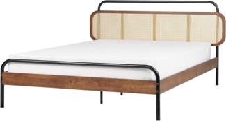 Bett mit Lattenrost BOUSSICOURT 180 x 200 cm Rattan Dunkler Holzfarbton