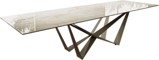 Esstisch Edge 300x100 Keramik Laminam® Onice Oro ?Spider Metall Effektfinish Titan