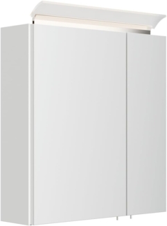 Spiegelschrank 60cm inkl. Design LED-Lampe und Glasböden weiss hochglanz : Weiss hochglanz