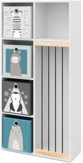 Vicco Kinderregal Weiß 72 x 143 cm mit 4 Faltboxen opt. 2, Marvin