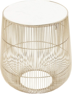 Kare Design Beistelltisch Beam Weiß Marmor Messing, 32 x 35 x 32 cm