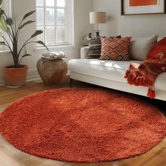 Carpettex Hochflor-Teppich Unicolor - Einfarbig, Rund, Höhe: 30 mm, Einfarbig Shaggy Teppich Wohnzimmer Langflor versch. farben und größen