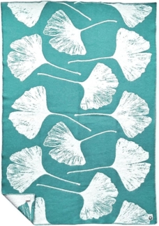 WoolOnly Wendedecke Wolldecke Plaid aus Norwegischer Wolle 130x200 cm (Ginkgo Lagune/Sand)