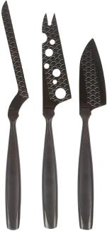 Boska Käsemesser-Set Monaco+ Schwarz, 3-tlg. mit Lederhülle, Käsemesser, Edelstahl, Schwarz, 28 cm, 307089